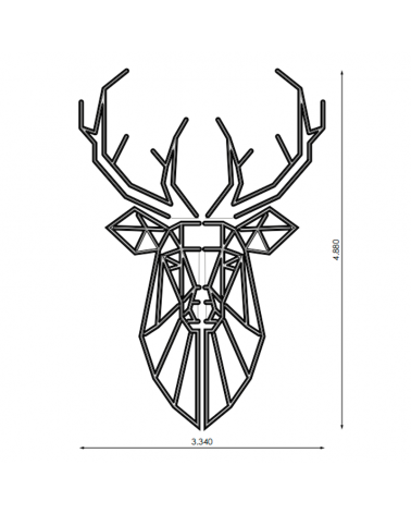 Head of reindeer or deer Christmas figure 4.88m high with light for facades silhouette