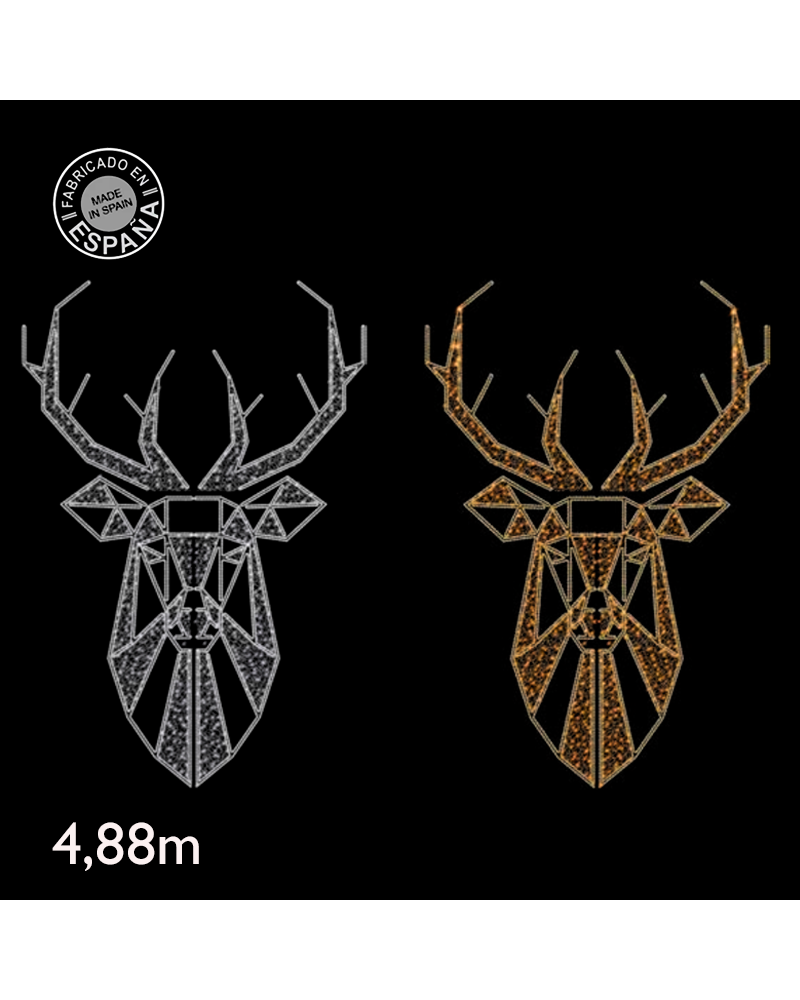 Head of reindeer or deer Christmas figure 4.88m high, luminous for filled facades