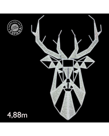 Cabeza de reno o ciervo figura de navidad de 4,88m de alto luminoso para fachadas relleno