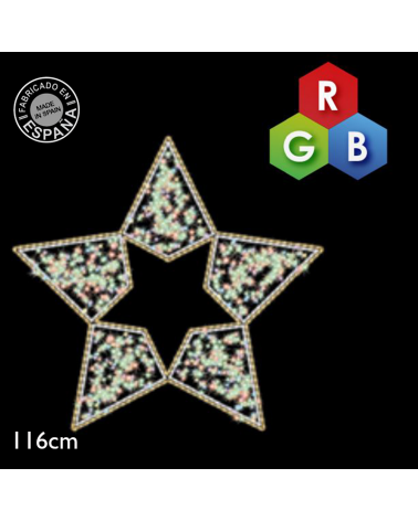 Star Christmas figure 1.16x1.16 meters LED cool light and RGB 44W suitable for outdoors