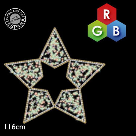 Star Christmas figure 1.16x1.16 meters LED cool light and RGB 44W suitable for outdoors