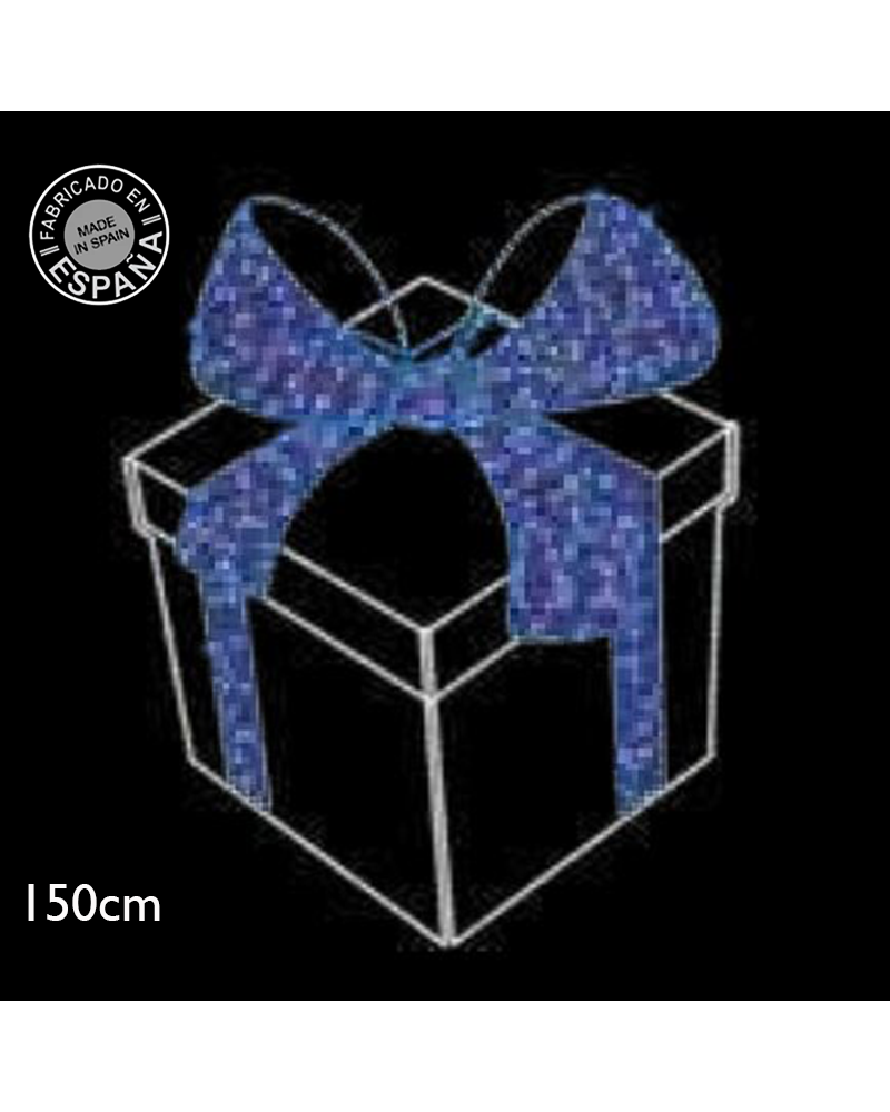 Figura Navideña caja regalo 1,50x1,88 metros LED luz fría y azul 97W apto para exteriores