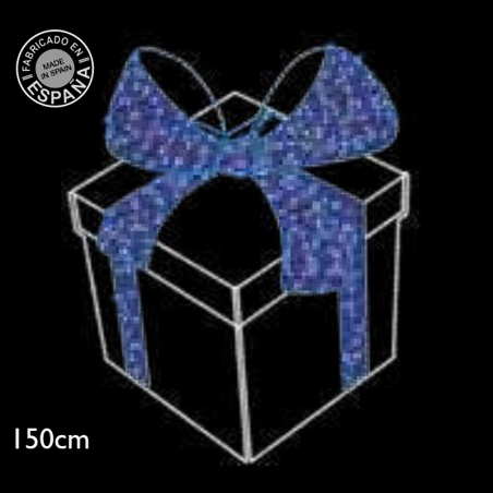 Figura Navideña caja regalo 1,50x1,88 metros LED luz fría y azul 97W apto para exteriores