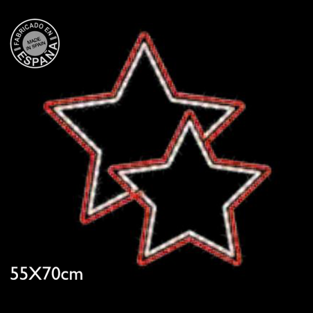 Figura navideña estrella doble 55x70 cms LED luz roja flash luz blanca fría apto para exteriores