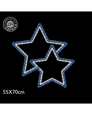 Figura navideña estrella doble 55x70 cms LED luz azul flash luz blanca fría apto para exteriores