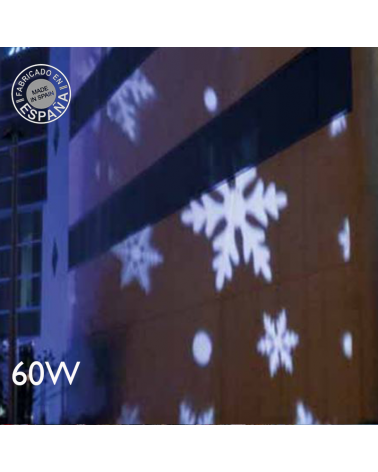 Proyector luces Navidad LED 60W para exteriores con fotolito copos de nieve