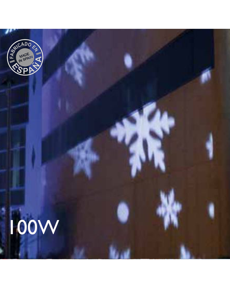 Proyector luces Navidad LED 100W para exteriores con fotolito copos de nieve