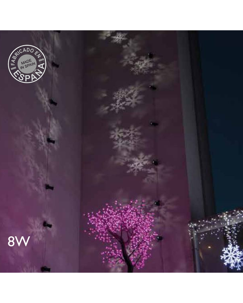 Proyector luces Navidad LED 8W para exteriores con fotolito copos de nieve baja tensión 12V