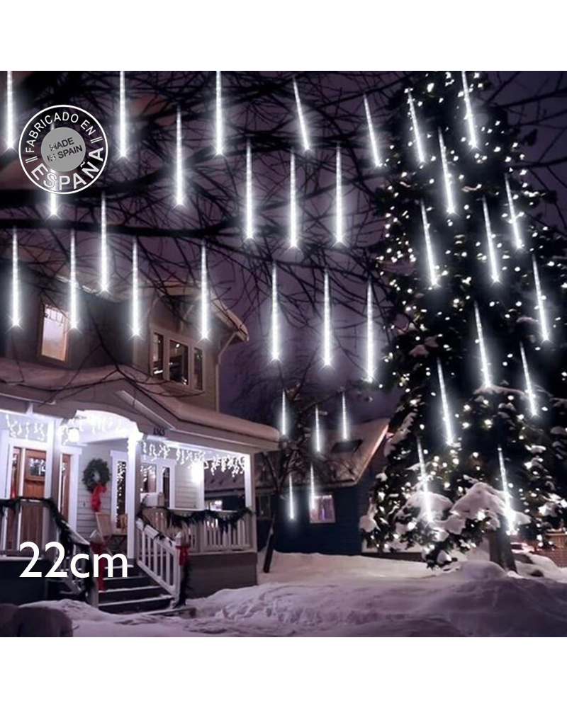 Luces meteoro LED E14 22cm 3W luz blanca fría apto para exteriores IP44