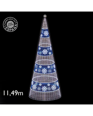 Cono LED luz blanca fría y azul con copos de nieve de 11,49 metros IP65 230V 1527W