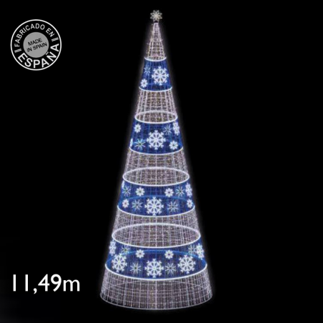Cono LED luz blanca fría y azul con copos de nieve de 11,49 metros IP65 230V 1527W