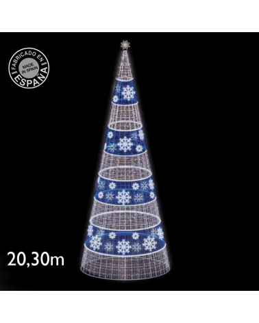 Cono LED luz blanca fría y azul con copos de nieve de 20,30 metros IP65 230V 3987W