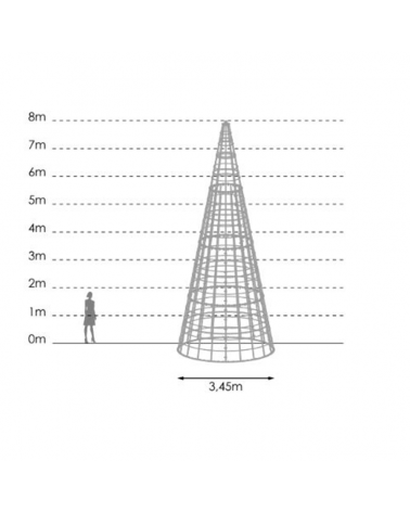 LED cone of 7.12 meters with light garlands with red flashing details teardrops IP65 558W