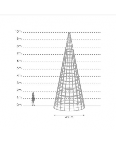 LED cone of 9.11 meters with light garlands with red flashing details teardrops IP65 838W