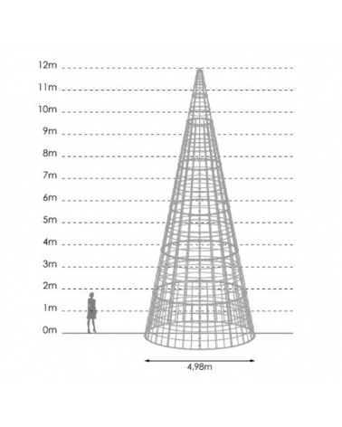 Cono LED de 11,49 metros con guirnaldas luz con intermitencia roja detalles lagrimas IP65 1212W