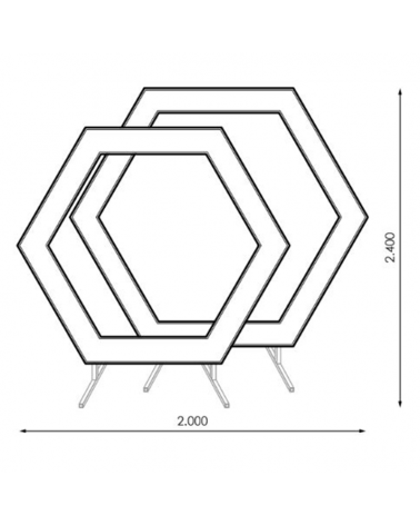 Photocall Hexagonal LED for events 2.4 meters high cool light with or without flowers 42W