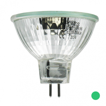 LED mirrored reflector bulb 50 mm. 12V Color Green LED 1-2W GU5,3 38º