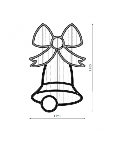 Figura Navideña campana con lazo 125x198cms apto para exteriores 88W