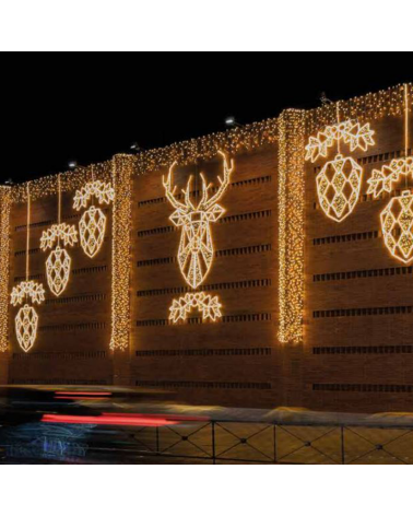 Head of reindeer or deer Christmas figure 4.88m high, luminous for filled facades