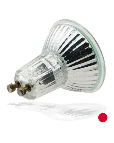 LED mirror red Spotlight bulb 50 mm. Color Red LED 1-2W GU10 38º