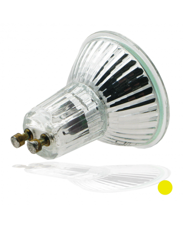 LED mirrored spotlight bulb 50 mm. Color Yellow LED 1-2W GU10 38º