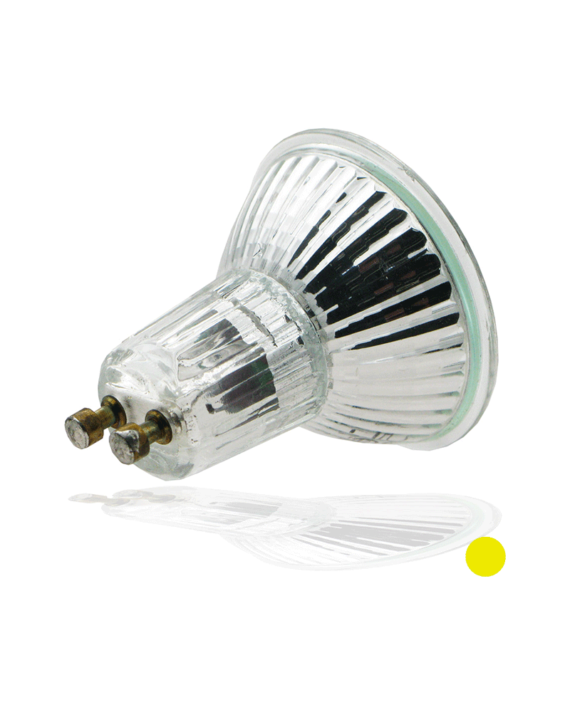 LED mirrored spotlight bulb 50 mm. Color Yellow LED 1-2W GU10 38º