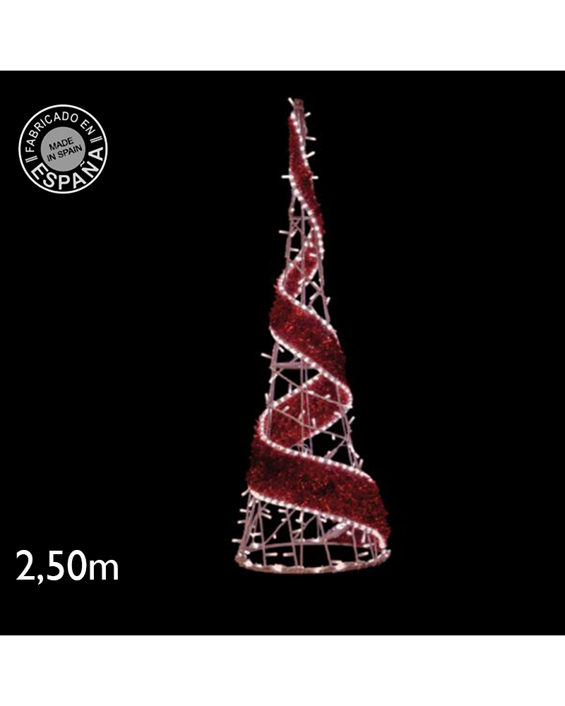2.50m Loop cone illuminated by white LEDs with flash effect, luminous tube and decorated with tapestry