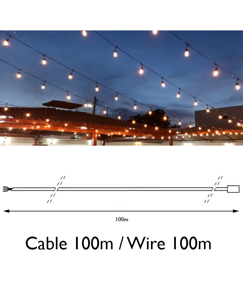 Wire for string light 100m black color maximum 3105W 230V IP44
