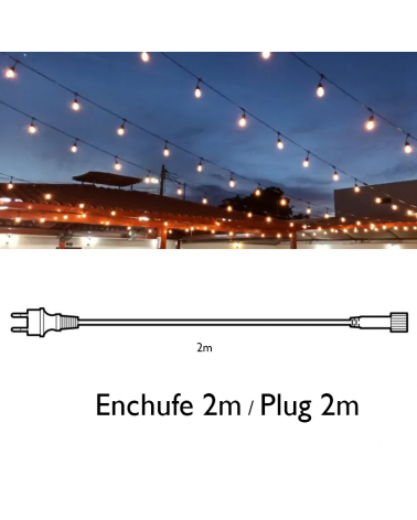 Cable final con enchufe para guirnalda de 2m color negro 230V IP44
