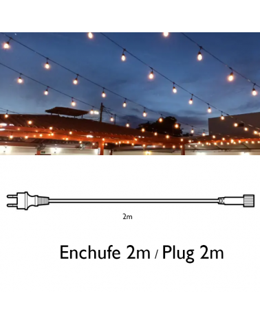 End wire with plug for string light 2m black color 230V IP44