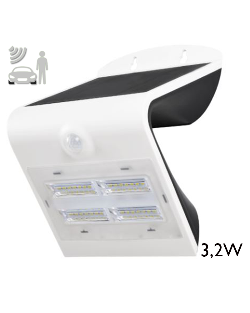 LED solar wall light 3.2W white finish with motion sensor IP65
