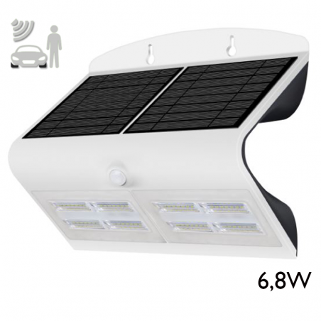 Aplique solar LED acabado blanco 6,8W con sensor de movimiento IP65