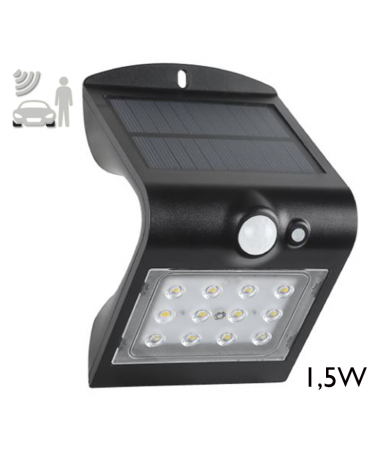 LED solar wall light 1.5W black finish with motion sensor IP65