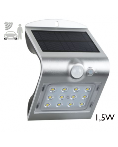 Aplique solar LED acabado gris 1,5W con sensor de movimiento IP65
