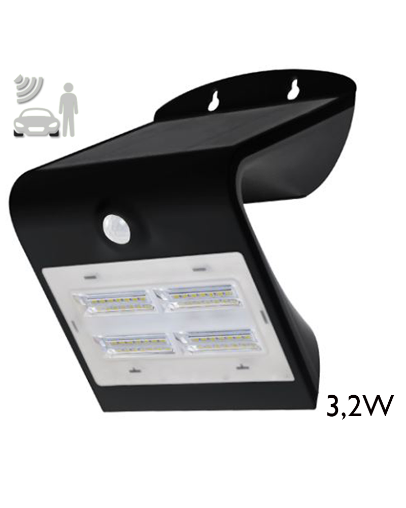 LED solar wall light 3.2W black finish  with motion sensor IP65