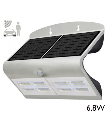 Aplique solar LED acabado gris 6,8W con sensor de movimiento IP65
