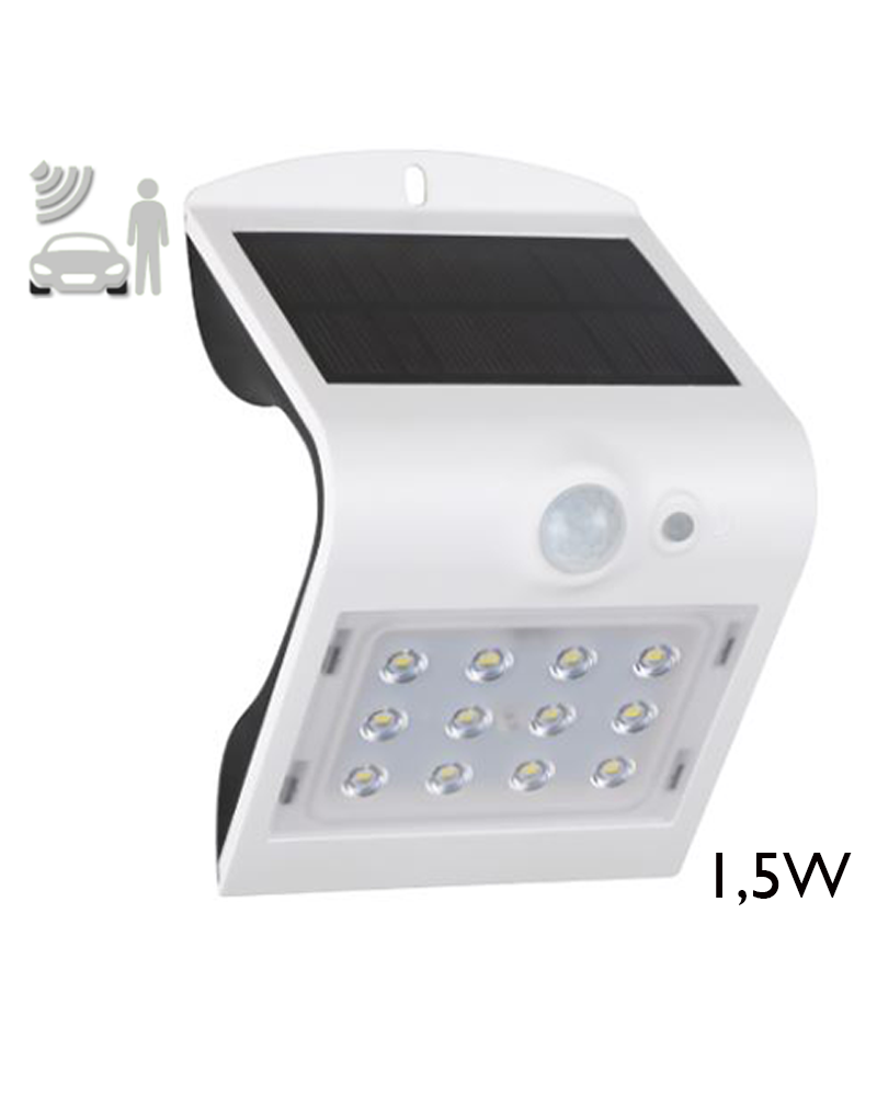 LED solar wall light 1.5W white finish  with motion sensor IP65