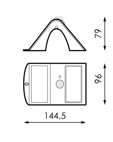 Aplique solar LED acabado negro 1,5W con sensor de movimiento IP65