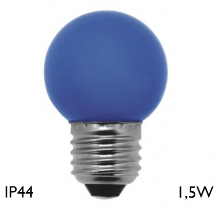 blue Round Bulb 45 mm LED E27 1.5W IP44