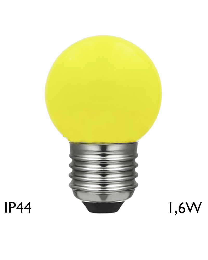 greebn round bulb 45 mm LED E27 1.6W various colors IP44