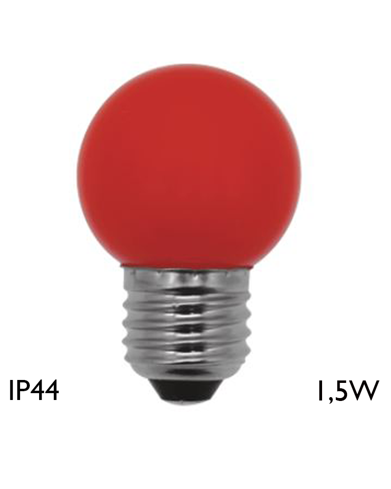 red Round Bulb 45 mm LED E27 1.5W IP44