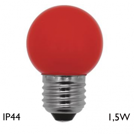 red Round Bulb 45 mm LED E27 1.5W IP44