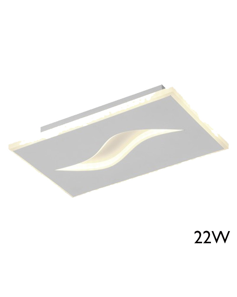 Plafón rectangular LED 24x15cm de diseño luz cálida 3000K 22W