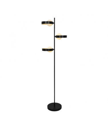 Floor lamp with 3 lights in black and gold finish metal and G9 glass 3x33W