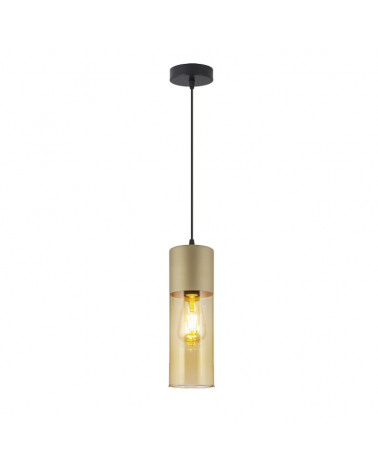 Cylindrical metal and glass ceiling lamp 60W E27
