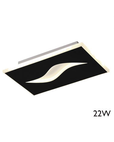 Plafón rectangular LED 24x15cm de diseño luz cálida 3000K 22W