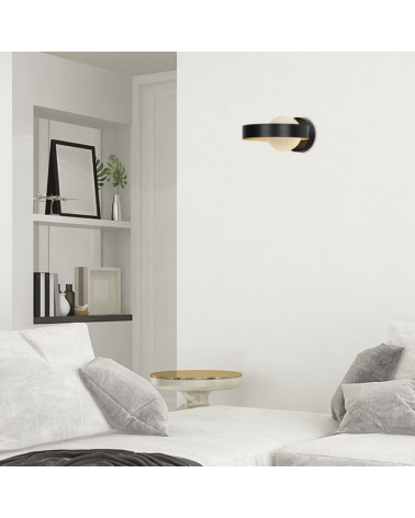 Wall lamp in black and gold finish metal and glass G9 33W