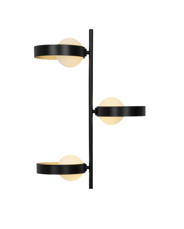 Lámpara de pie con 3 luces de metal acabado negro y dorado y cristal G9 3x33W