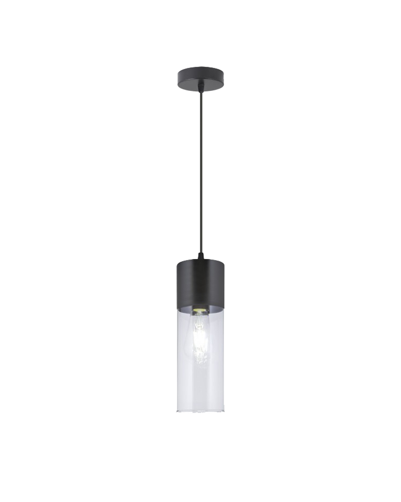Cylindrical metal and glass ceiling lamp 60W E27