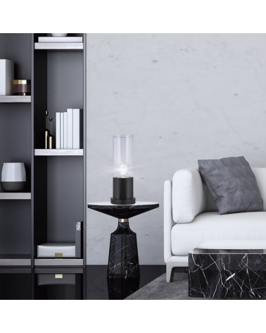 Table lamp 33cm cylindrical shape of metal and glass 60W E27